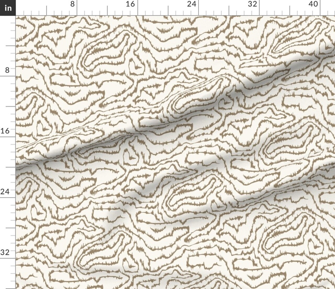 Abstract Wood Grain Brown On Cream Faux Bois Neutral Earth Tone Wavy Lines Custom Printed Fabric by Spoonflower Various Fabrics by the Yard or Fat Quarter